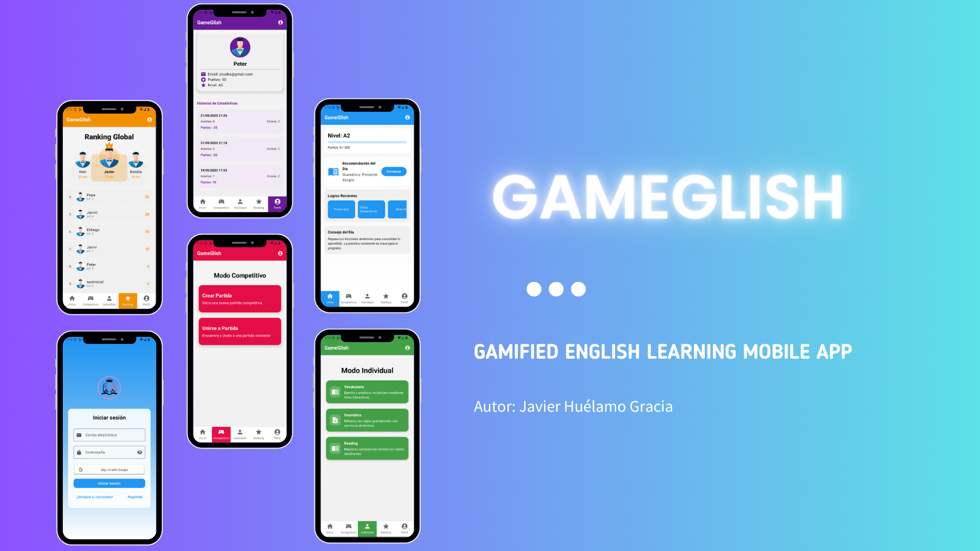 Gamified English learning mobile app
